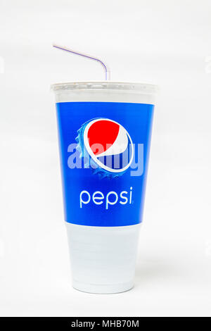 Leere Pepsi Becher zum Mitnehmen Stockfoto