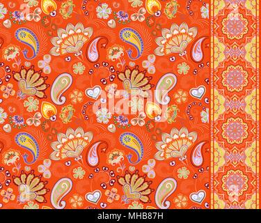 Türkische Gurken. Oriental Motif. Nahtlose Ornament und Grenze für Stoffe, Tapeten, Hintergrund. Vector Illustration. Stock Vektor