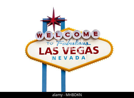 Zu Las Vegas Sign, Ausschnitt auf weißem Willkommen Stockfoto