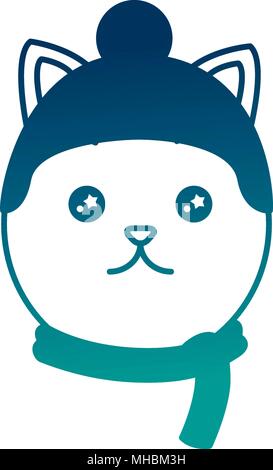 Niedlich kawaii kitty Mütze und Schal cartoon Bild Vector Illustration Stock Vektor