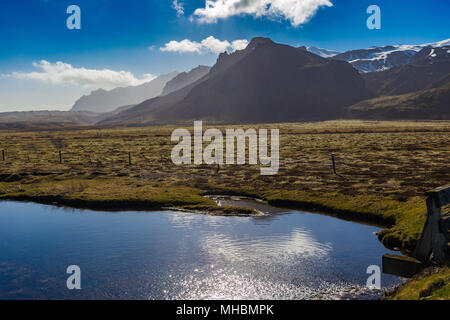 Picteresque Blick auf den Nationalpark Vatnajökull und Hvannadalshnúkur Peak, South Island Stockfoto