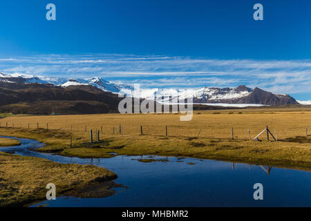 Picteresque Blick auf den Nationalpark Vatnajökull und Hvannadalshnúkur Peak, South Island Stockfoto