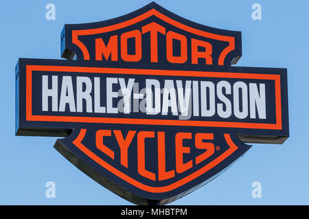 Lafayette - ca. April 2018: Harley-Davidson örtliche Beschilderung. Harley Davidsons Motorräder sind für Ihre Treue bekannt Folgende I Stockfoto