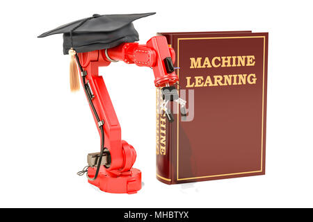 Machine Learning Konzept. 3D-Rendering auf weißem Hintergrund Stockfoto
