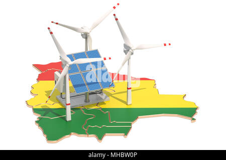 Erneuerbare Energien und nachhaltige Entwicklung in Bolivien, Konzept. 3D-Rendering Stockfoto