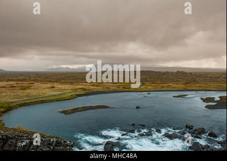 Blick über Thingvellir (Þingvellir) National Park im Südwesten von Island Stockfoto