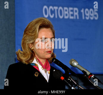 Washington, DC. USA, 27. September, 1995 Hillary Rodham Clinton im National Press Club. Credit: Mark Reinstein/MediaPunch Stockfoto