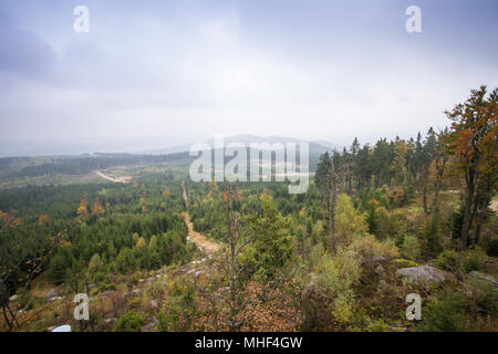 Trail auf den Nebelstein, Waldviertel, Niederösterreich im Herbst Stockfoto