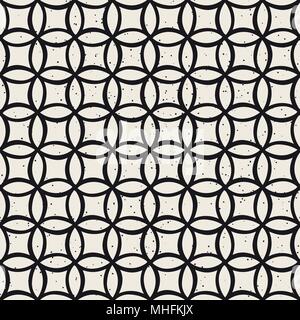 Monochrome minimalistisch nahtlose Muster mit Kreisen. Einfache Hand gezeichnet Textur. Vector Hintergrund mit abgerundeten inky Linien Stock Vektor