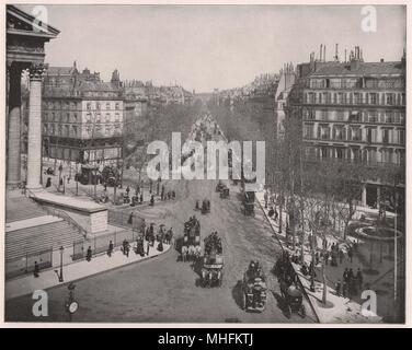 Boulevard de la Madeleine, Paris - beginnend mit dem edlen Kirche der Madeleine, die so gewaltsam gleicht einem Griechischen Tempel,… Stockfoto