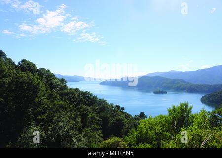 Picton, mit Blick in Richtung Queen Charlotte Sound Stockfoto