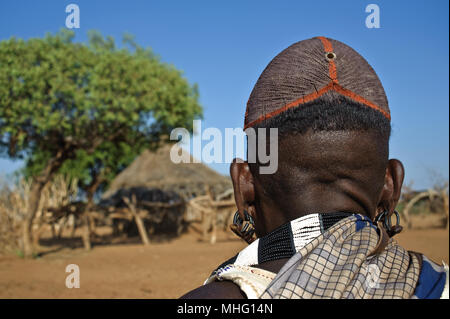 Hamer Mann mit traditionellen Frisur (Äthiopien) Stockfoto
