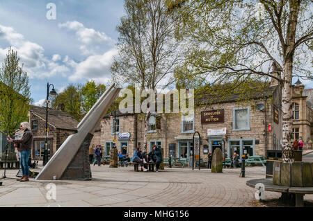 Hebden Bridge Sonnenuhr Schulter von Hammel pub Stockfoto