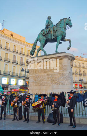 Mexikanische Musiker, Plaza de La Puerta del Sol, Madrid, Spanien Stockfoto