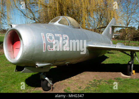 Mig-15 Fighter Jet, Norfolk und Suffolk Aviation Museum, Flixton, Suffolk, Großbritannien. Stockfoto