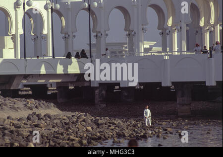 Die schwimmende Moschee, oder Masjid Al Rahma, auf dem Jeddah Corniche. Stockfoto