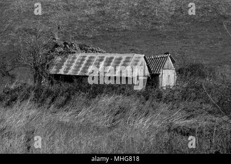 Foto von ein paar alten und baufälligen Schuppen auf dem Land Stockfoto