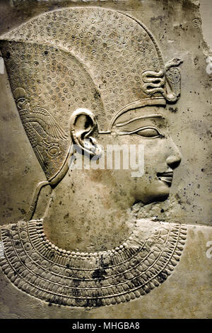 Niedrige Entlastung eines Pharaos (griechisch-römische Periode) 300-250 v. Chr. feiner Kalkstein Stockfoto