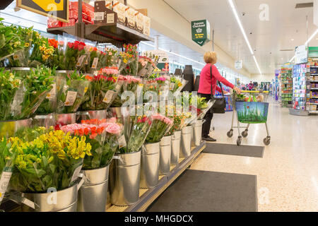 Morrisons Supermarkt in Stockton, Heide, in der Nähe von Warrington, Cheshire, England, Großbritannien am 30. April 2018 Stockfoto