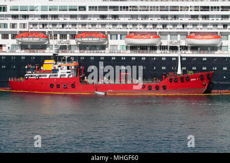 Das bunkern Schiff Spiro F tanken ein Kreuzfahrtschiff in Malta Stockfoto