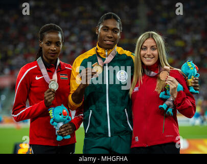 Frauen 1500 m Medaille Ceremony-Commonwealth Spiele 2018 Stockfoto