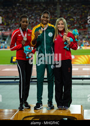 Frauen 1500 m Medaille Ceremony-Commonwealth Spiele 2018 Stockfoto