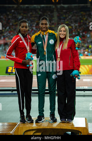 Frauen 1500 m Medaille Ceremony-Commonwealth Spiele 2018 Stockfoto