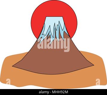 Mount Fuji Symbol im Comic-stil auf weißem Hintergrund Stock Vektor