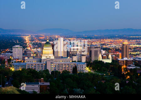 Salt Lake City, Utah bei Nacht Stockfoto