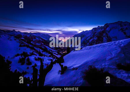 Little Cottonwood Canyon aus der Ski Patrol Hütte in Alta Stockfoto