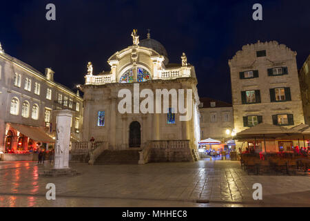 Nacht Blick auf die Kirche von Saint Blaise, Dubrovnik, Kroatien. Stockfoto