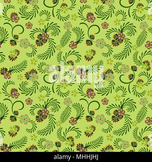 Eine einfache florale Muster, praktisch für die Bearbeitung und Malerarbeiten. Anmutige florale Muster auf einem hellgrünen Hintergrund. Vektor. Stock Vektor