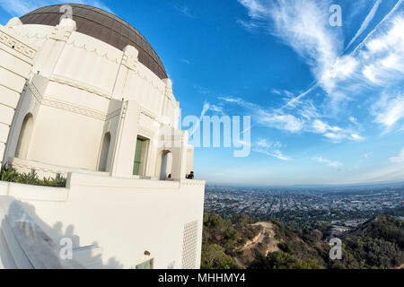 Los angeles nächtliche Luftaufnahme von der Informationsstelle Stockfoto