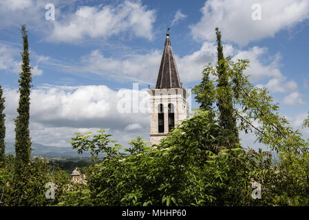 Palazzo Vescovile, Museum und Hauptplatz der wunderschönen mittelalterlichen Stadt im Herzen der Region Umbrien, Italien. Stockfoto