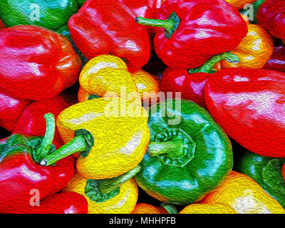 Texturierte Paprika Öl Malerei Stockfoto