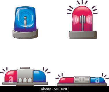 Blinkleuchte sirene Rot blaue Symbole, Cartoon Stil Stock Vektor