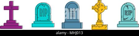 Grave icon set, color outline style Stock Vektor