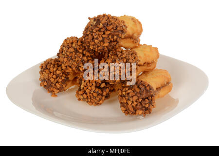 Sandwich cookies, ovale Form mit Schokolade gefüllt Stockfoto