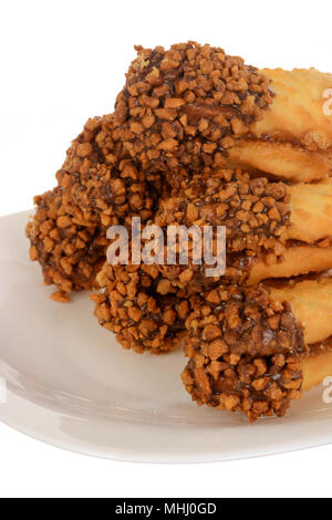 Sandwich cookies, ovale Form mit Schokolade gefüllt Stockfoto
