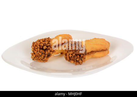 Sandwich cookies, ovale Form mit Schokolade gefüllt Stockfoto
