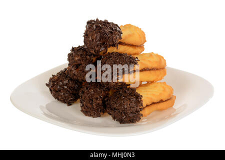 Sandwich cookies, ovale Form mit Schokolade gefüllt Stockfoto