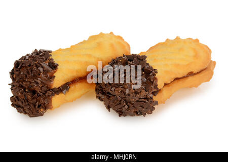 Sandwich cookies, ovale Form mit Schokolade gefüllt Stockfoto
