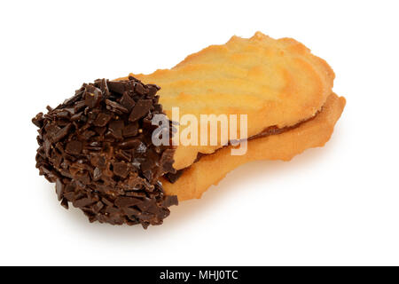 Sandwich cookies, ovale Form mit Schokolade gefüllt Stockfoto