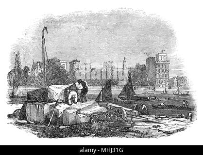 Eine Ansicht der Lambeth Palace aus dem Nordufer der Themse in London, England. Das Gebäude, ursprünglich als Landsitz von Lambeth oder Lambeth Haus, hat seit fast 800 Jahren - der Londoner Residenz des Erzbischofs von Canterbury, dessen ursprüngliche Residenz war in Canterbury, Kent, Lambeth Palace ist die Heimat der Gemeinschaft des hl. Anselm, einer Anglikanischen religiösen Ordnung, die unter der Schirmherrschaft des Erzbischofs von Canterbury. Lambeth Palace wurde durch das Erzbistum um 1200 AD erworben und hat die größte Sammlung von Aufzeichnungen der Kirche in ihrer Bibliothek. Stockfoto