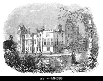 Blick auf den Garten der Lambeth Palace am Südufer der Themse in London, England. Das Gebäude, ursprünglich als Landsitz von Lambeth oder Lambeth Haus, hat seit fast 800 Jahren - der Londoner Residenz des Erzbischofs von Canterbury, dessen ursprüngliche Residenz war in Canterbury, Kent, Lambeth Palace ist die Heimat der Gemeinschaft des hl. Anselm, einer Anglikanischen religiösen Ordnung, die unter der Schirmherrschaft des Erzbischofs von Canterbury. Lambeth Palace wurde durch das Erzbistum um 1200 AD erworben und hat die größte Sammlung von Aufzeichnungen der Kirche in ihrer Bibliothek. Stockfoto