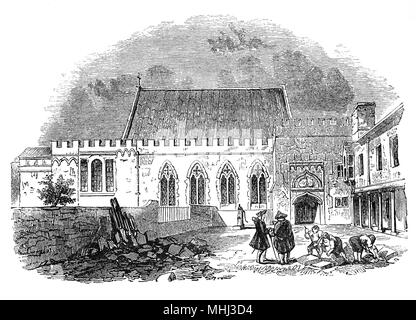 Die Kapelle von Ely Palast oder Ely House, Londoner Stadthaus der Bischöfe von Ely von 1290 bis 1772. Am 17. Oktober 1546, James Butler, 9 Graf von Ormond, eine leistungsfähige Munster Grundbesitzer, die im Haushalt des Kardinal Wolsey in seiner Jugend gedient hatte, überquerte die zänkische Herr Stellvertreter von Irland, Sir Anthony St Leger, der Besuch war London mit seinem Hause. Sie wurden eingeladen, im Ely Palast, wo Ormond zusammen mit seinem Verwalter und 16 seiner Haushalt vergiftet wurde zu speisen, Es wurde weithin angenommen, in der die Anweisungen von St Leger. Stockfoto
