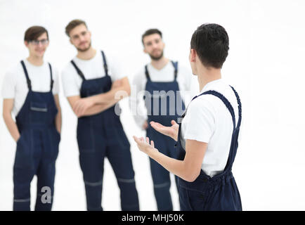 Fröhliches Team der Verantwortlichen Urheber und ihre lächelnden Führer. Stockfoto