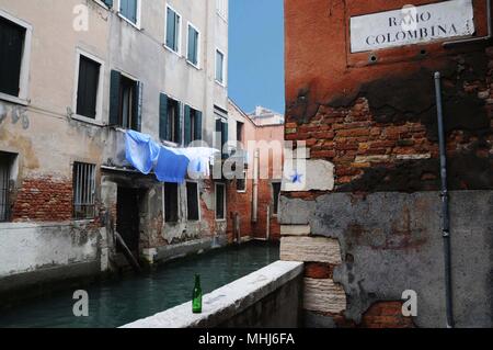 Blaue Blätter auf dem Trockenen sitzen, Venedig, Italien. Stockfoto