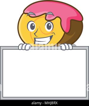 Grinsend mit dem Vorstand Swiss roll Charakter Cartoon Stock Vektor
