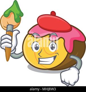 Artist swiss roll Charakter Cartoon Stock Vektor